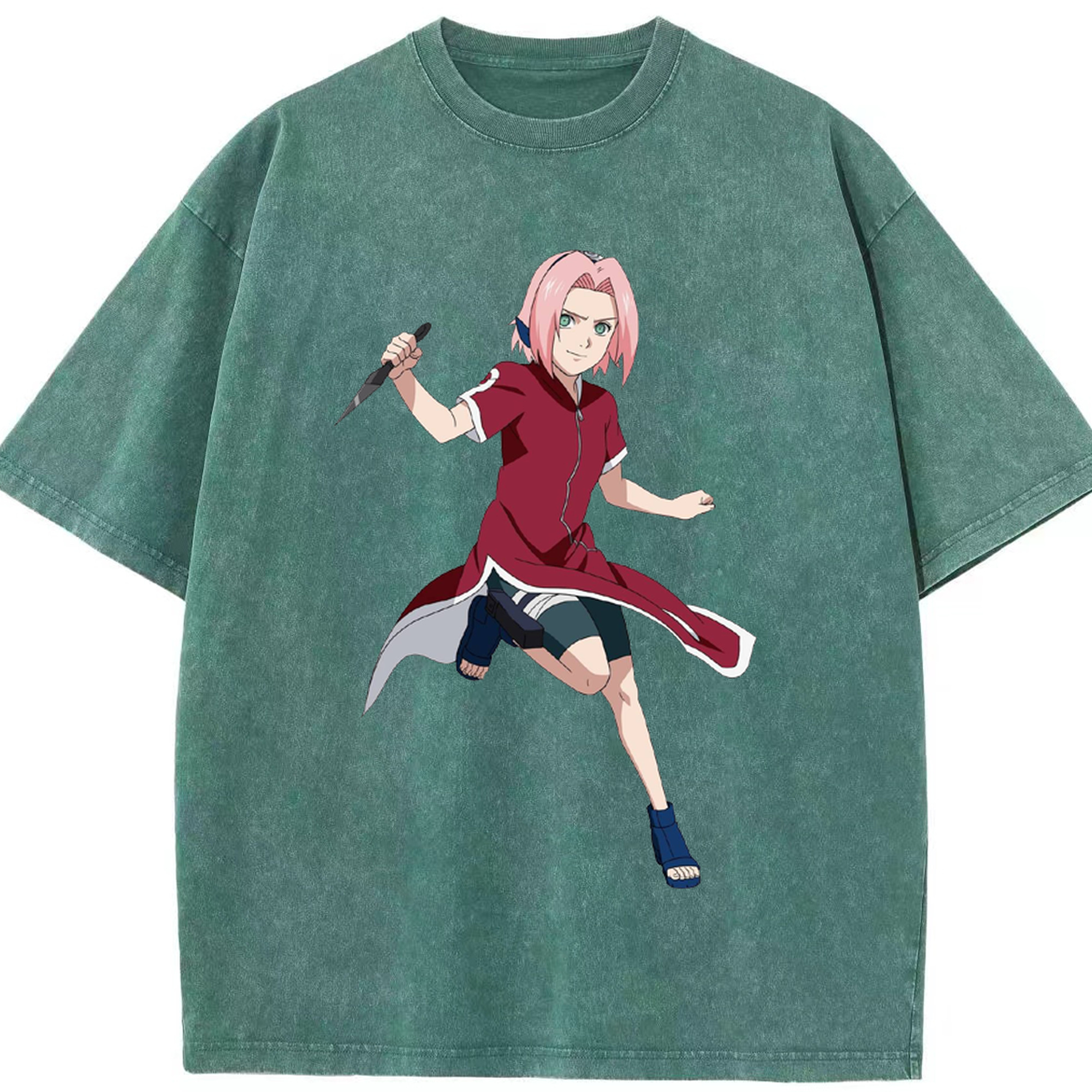 （画像用） NARUTO -ナルト- 春野サクラ Haruno Sakura 綿100% ヴィンテージ風 半袖Tシャツ（フロントプリント）